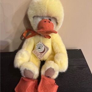 Boyds Bears Yellow Plush Duck Bear with Orange Ribbon